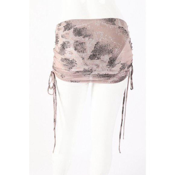 Women's Sexy Glitter Mesh Low Rise Ruched Micro Mini Skirt Cover Up Skirt - Picture 7 of 8